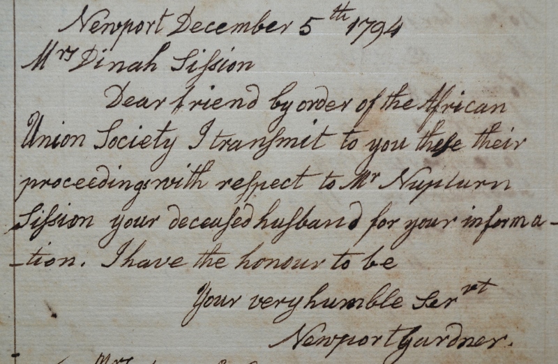A detail from the African Union Society notes dated December 5, 1794, from the NHS collections.